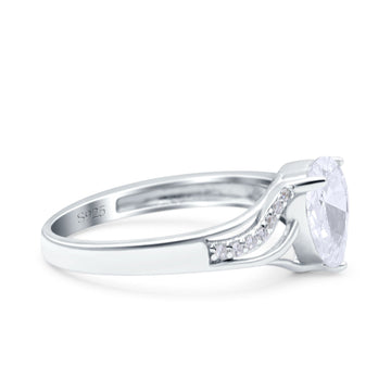 Teardrop Art Deco Pear Wedding Ring Simulated Cubic Zirconia 925 Sterling Silver